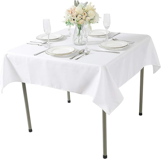Cupuamon Square Tablecloth 70x70 inch Washable Polyester Fabric Table Cloth for Wedding Party Dining Banquet Decoration (70x70, White)