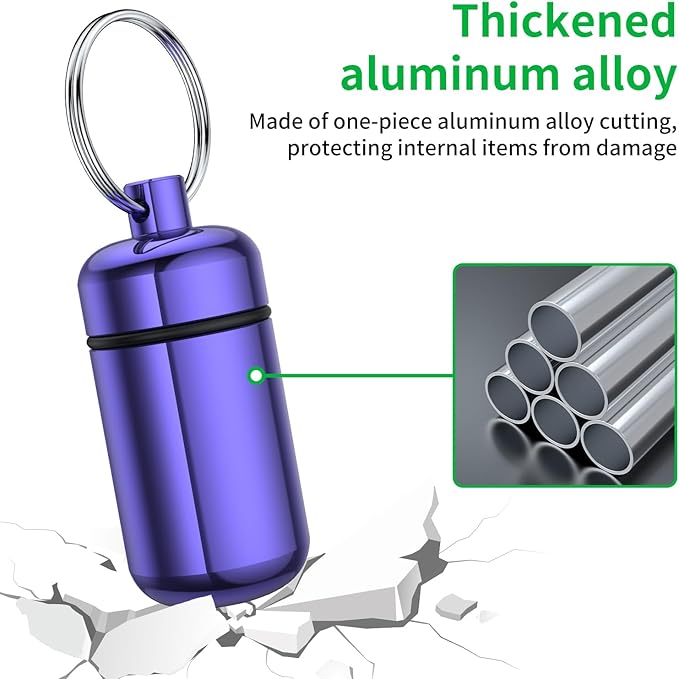 3 Pack Small Pill Box, Airtight Aluminum Alloy Pill Organizer Travel Pill Case for Purse Portable Medicine Box Bottle for Medication, Fish Oil, Supplements Storage