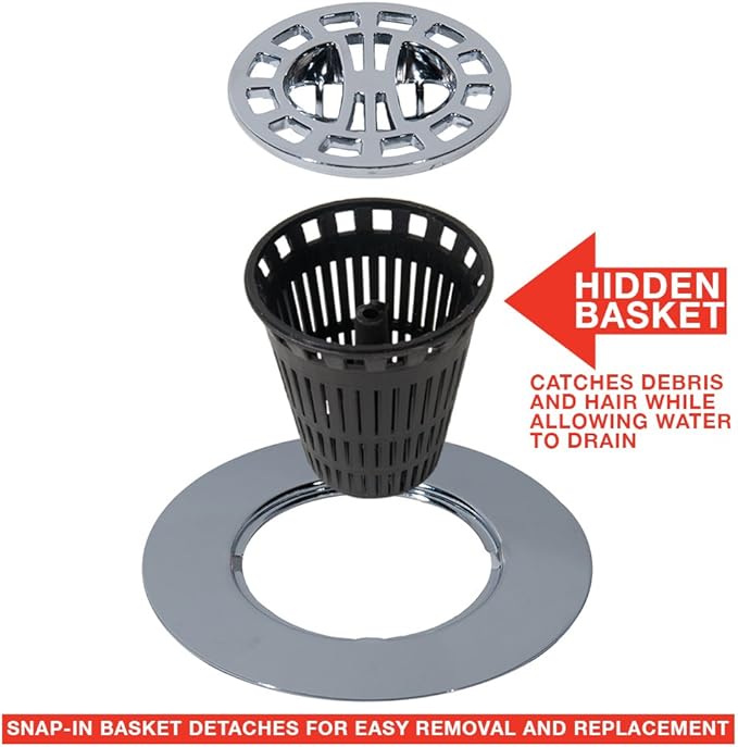 Danco, Inc. 3-Inch Hair Catcher for Stand-Alone Shower 10529, Pack of 1, Chrome in-Drain