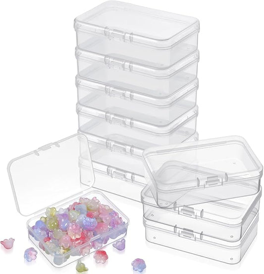 10 Pcs Mini Plastic Storage Containers Box with Lid, 2.9x2x0.78 Inches Clear Rectangle Box Bead Organizer Board Game Storage for Collecting Small Items Beads Playing Cards, Business Cards, Crafts