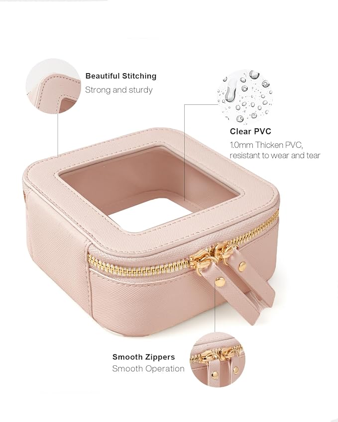 Travel Clear Makeup Bag Set, TSA Approved Cosmetic Bag Case with Zipper Portable Makeup Pouch Toiletry Bag Women Traveling Cosmetic Organizer Storage Bag Car Organizer Car Essentials for Women