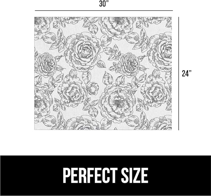 GORILLA GRIP LeakGuard Non-Adhesive Under Sink Mat for Kitchen Cabinet, Waterproof Quick Dry Shelf Liner, Durable Absorbent Felt Mats for Bathroom Sinks, Cabinets, Dresser, Easy Trim 24x30 Floral Gray