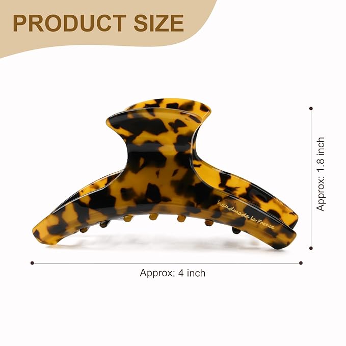 2 Pack Hair Claw Clips Women Large Tortoise Hair Clip French Design Barrettes Celluloid Leopard Print Accessories Jaw Clips for Thick Hair