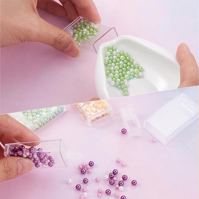 FASHEWELRY 100Pcs Plastic Flip Top Seed Bead Small Storage Containers 2x1 Rectangle Transparent Clear Box Package Candy Favor Empty Box Organizers
