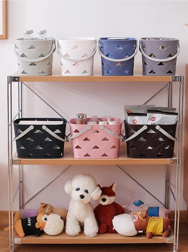 Portable Shower Caddy 2 Pack, Tote Plastic Storage Basket with Handle Shelf Organizers Bin for Bathroom, College Dorm, Kitchen, Garden, Camping, Cleaning Supplies (Dark grey 2 pcs)