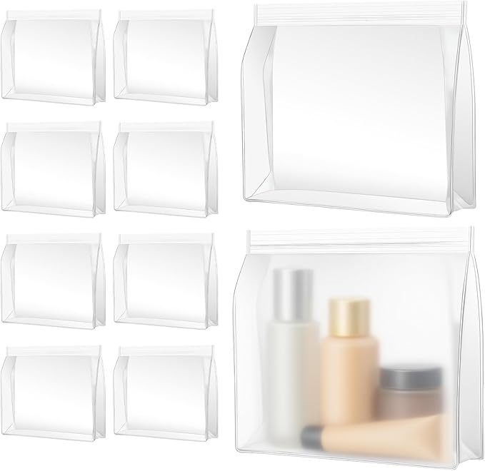 30 Pack Mini Clear Makeup Bag Organizer Cosmetic Zipper Pouch TSA Approved Small Travel Pouches Transparent EVA Reusable Water-resistant Plastic Clear Gift Bags Bulk, Frosted, 6” x 5” x 1.5”