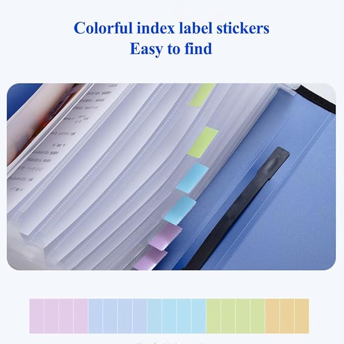M&G Expanding File Folder 12 Pockets Accordion File Organizer with Labels, Portable Document Receipt Organizer for A4 Letter Size Paper, Waterproof Folder for Business School Office Supplies (Blue)