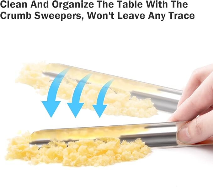 Crumb Sweeper, Restaurant Crumbers for Servers, Crumb Sweeper for Tablecloth with Storage Clip Holder, Stainless Steel Crumb Scraper, Table Crumber Tool for Waiters, Waitresses and Servers (5 PACK)