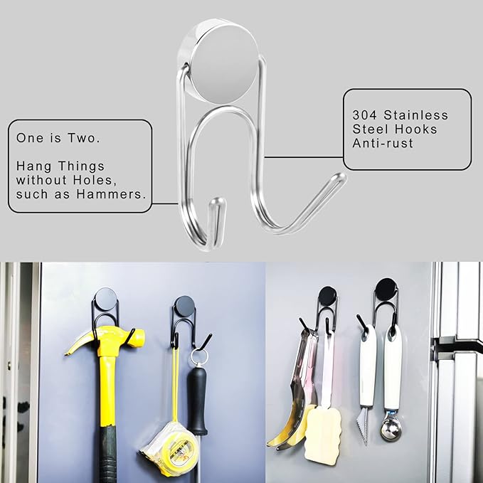 Magnetic Hooks 50Lbs+ 2026 Cruise Essentials Magnet Hook Heavy Duty Magnets Hanging Hooks for Refrigerator Grill Toolbox Cabins Outdoor 8 Pack (Silver)
