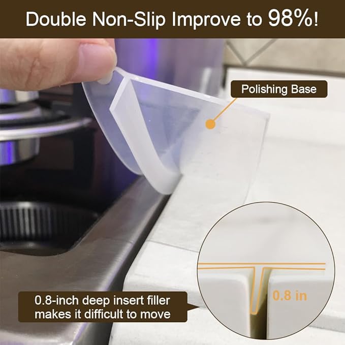 Kitchen Stove countertop Gap Covers, 25 inch Long & Extra Wide Silicone Stove Gap Covers Filler Range Strips 2pcs, Oven Counter Gaps Protector Between Counter and Crack Guards Clear