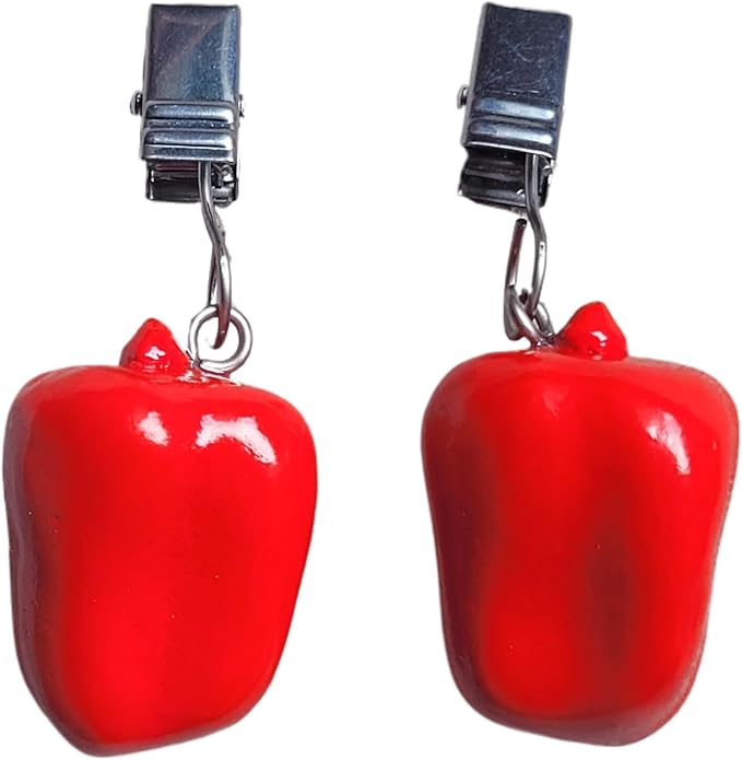 TwoFish Home Set of 4 Color Capsicum Resin Tablecloth Weights Clips Handicraft Color Capsicum Tablecloth Clamps Pack of 4