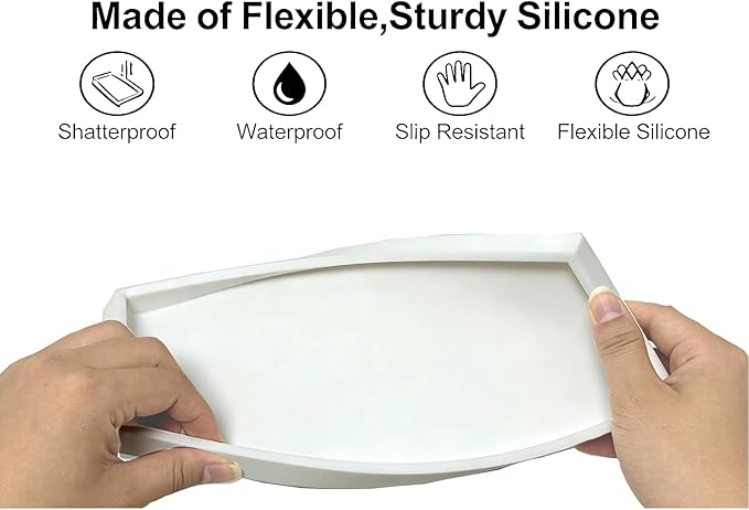 Bloss Counter Tray Set for Bathroom/Kitchen - 11.8" Silicone Tray for Kitchen Countertop, Soap and Sponge Holder, Bathroom Vanity Tray for Perfume, Jewelry, Candle, Key Tray