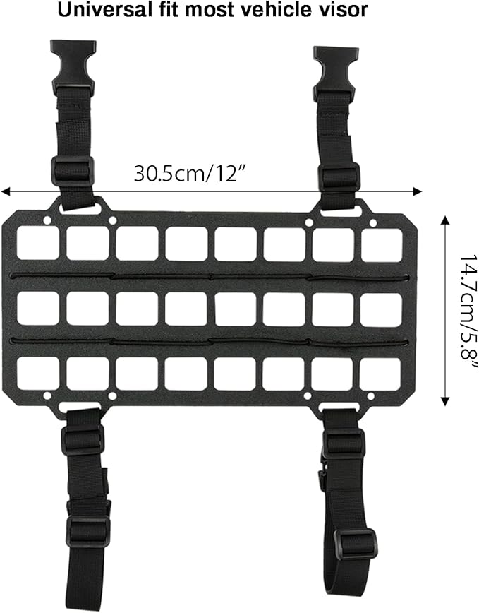 Vehicle Molle Panel Visor Organizer for Car Visor/Headrest/Seat Back - Tactical Gear Holder with Molle Pouches & EDC Tools