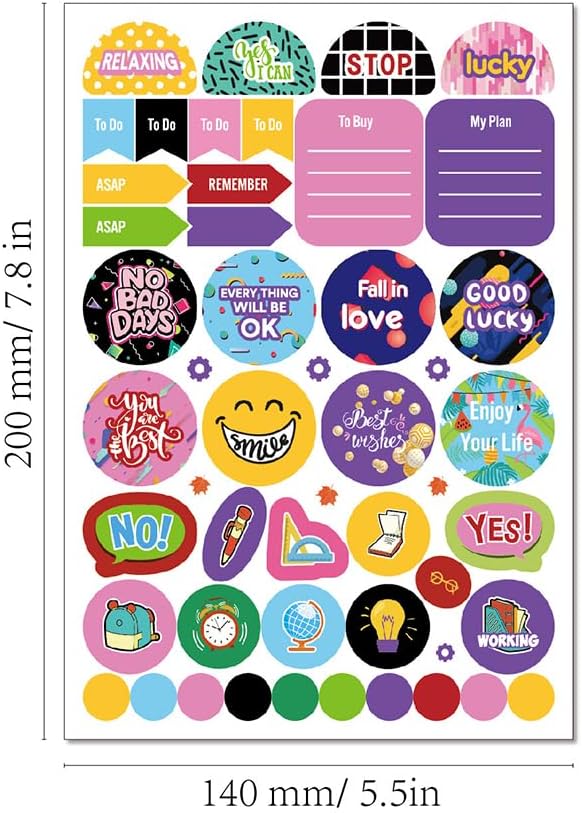 1200+ Pcs Exquisite Annual Planner Stickers for Boys Girls Students Teens,16 Sheet Planner Note Decals Pack for Journals, Calendars,Notebook,Scrapbook Decor(Daily Plan)