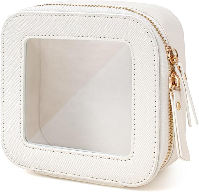 Travel Clear Makeup Bag Set, TSA Approved Cosmetic Bag Case with Zipper Portable Makeup Pouch Toiletry Bag Women Traveling Cosmetic Organizer Storage Bag Car Organizer Car Essentials for Women