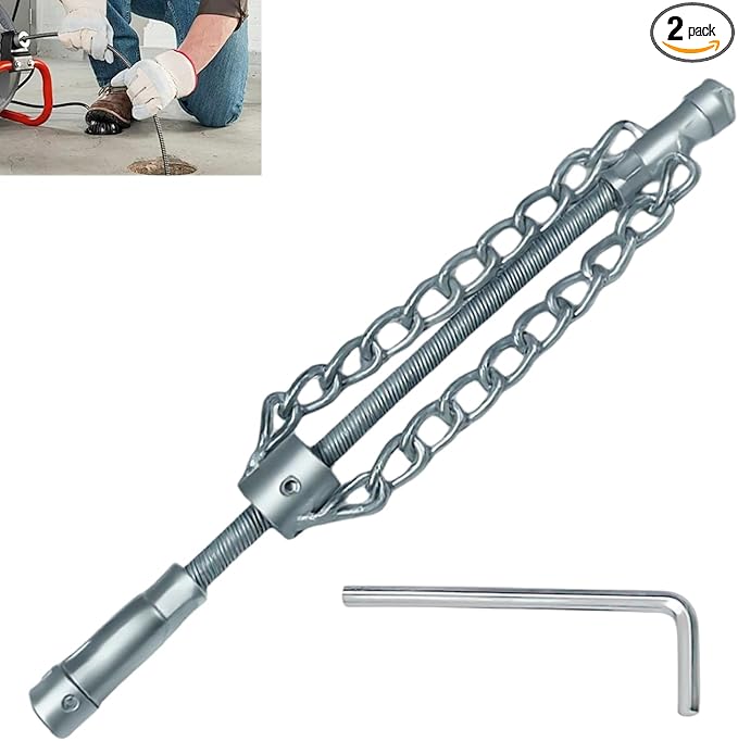 Flex-Shaft Sewer Descaling Chain, 16mm Drill-Powered Drain Cleaner, Hardened Steel Pipe Unclogger for Kitchen Sink, Bathtub, Toilet & Shower Drain, Reusable Pipeline Maintenance Tool