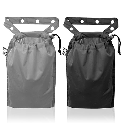 2 Pack Leakproof Car Trash Bags Detachable Waterproof Garbage Bags with Drawstring Hanging Organizer for Back Seat & Travel Grey & Black