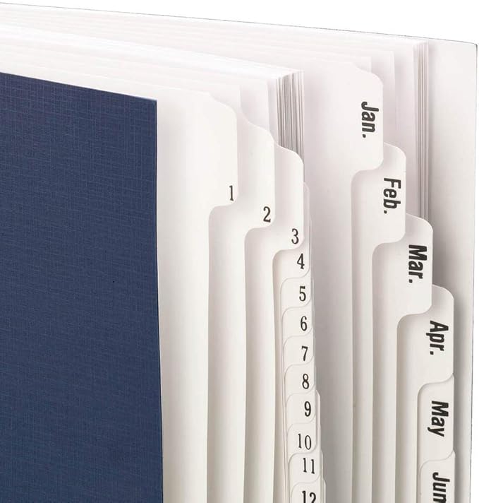 Smead Desk File/Sorter, Daily (1-31) and Monthly (Jan-Dec), 43 Dividers, Letter Size, Dark Blue (89235)