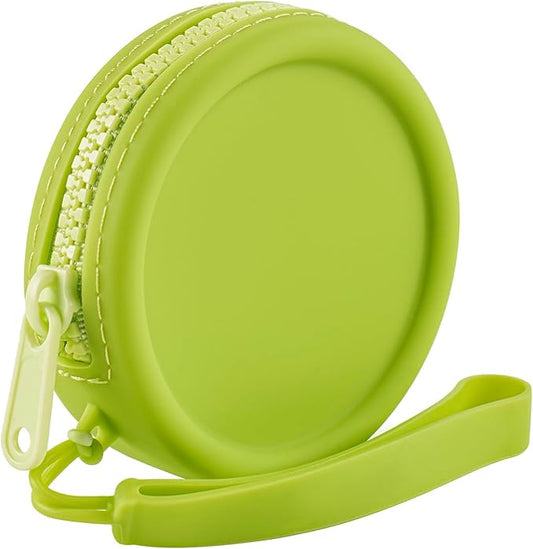 Small Silicone Makeup Bag for Women Round Purse Essentials Portable Cosmetic Accessories Organizer Small Travel Kit Storage Pouch (Green)