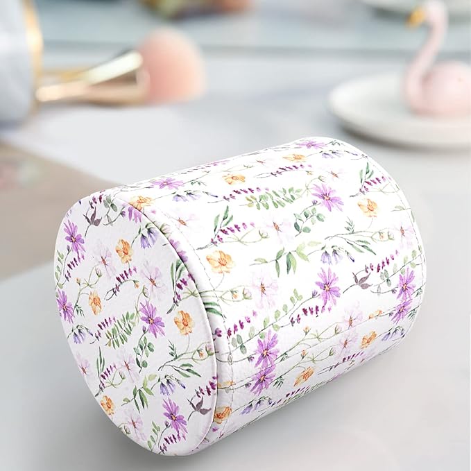 WAVEYU Pen Holder, Makeup Brush Holder Leather Cute Vintage Flowers Pattern Pencil Cup for Girls Kids Women Durable Stand Desk Organizer Storage Gift for Office, Classroom, Home, Cute Flower