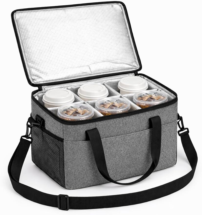 饮料保温包 Portable Drink Carrier Suitable for Doordash Accessories Grubhub Postmates Drivers, Reusable Cup Holder Carrier with Handle,Perfect for Plastic Drink Holder take Out Cup Carriers for delivery