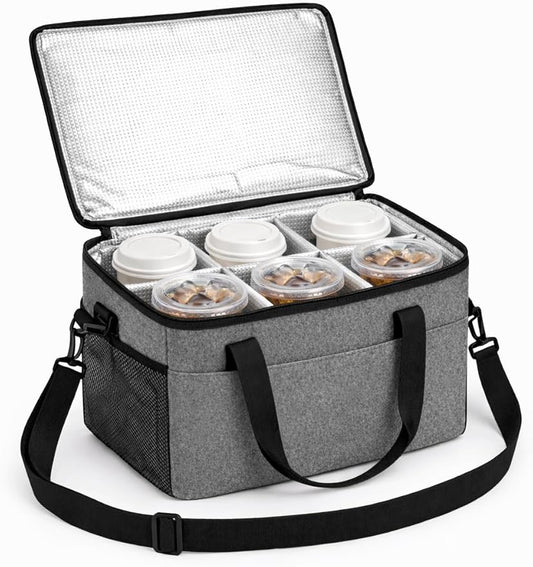 Beverage Insulated Bag Portable Drink Carrier Suitable for Doordash Accessories Grubhub Postmates Drivers, Reusable Cup Holder Carrier with Handle, Perfect for Plastic Drink Holder Take Out Cup Carriers for Delivery