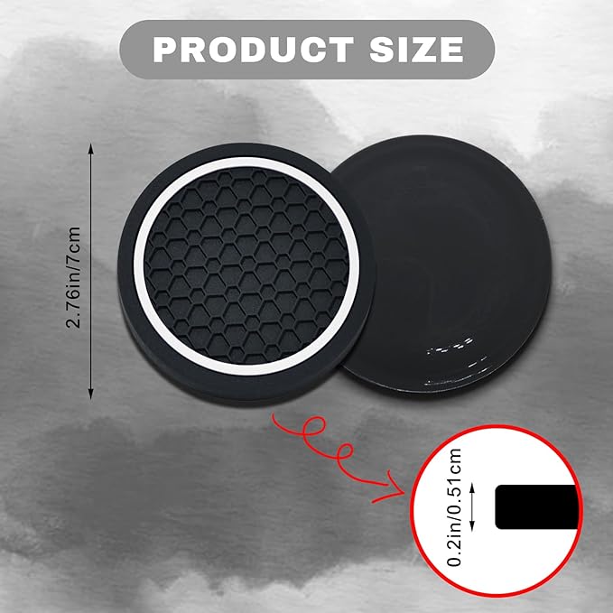 4PCS Car Cup Holder Coasters, 2.75 Inch Non-Slip Insert Cup Holder Pad, Dustproof Automotive Interior Accessories Mat, Universal for Trucks, Vehicles, RVs and More (Black/White)