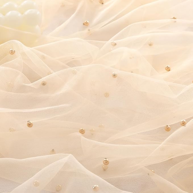 Socomi Pearl Table Runner Tulle Peach Summer Cheesecloth 10FT Gauze Cheese Cloth Sheer Chiffon Dining Wedding Birthday Party Baby Shower Bridal Anniversary Holiday Centerpiece Table Decor