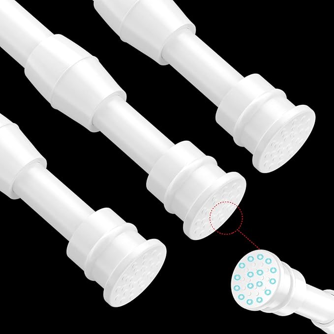 AIZESI Spring Tension Curtain Rods Short Tension Rod (White, 18" to 27"-3Pcs)