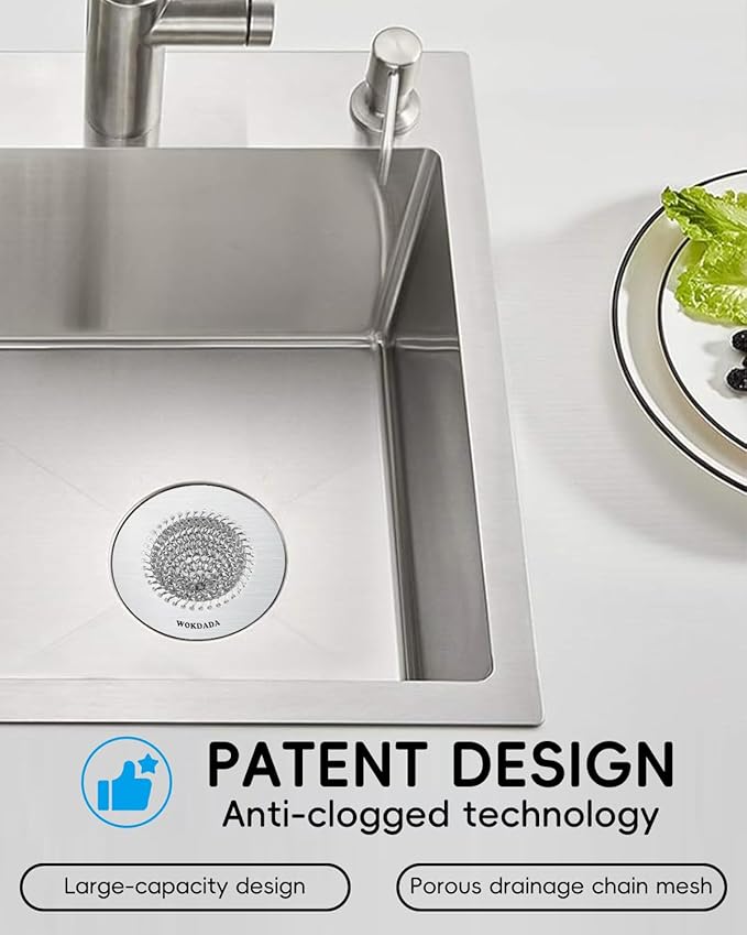 2 PCS Kitchen Sink Drain Strainer, Flippable Mesh Sink Strainer, 304 Stainless Steel Sink Screen, Easy Clean Large Basket Strainer, Anti-Clog Garbage Disposal Cover Fit for Standard Sink Drain