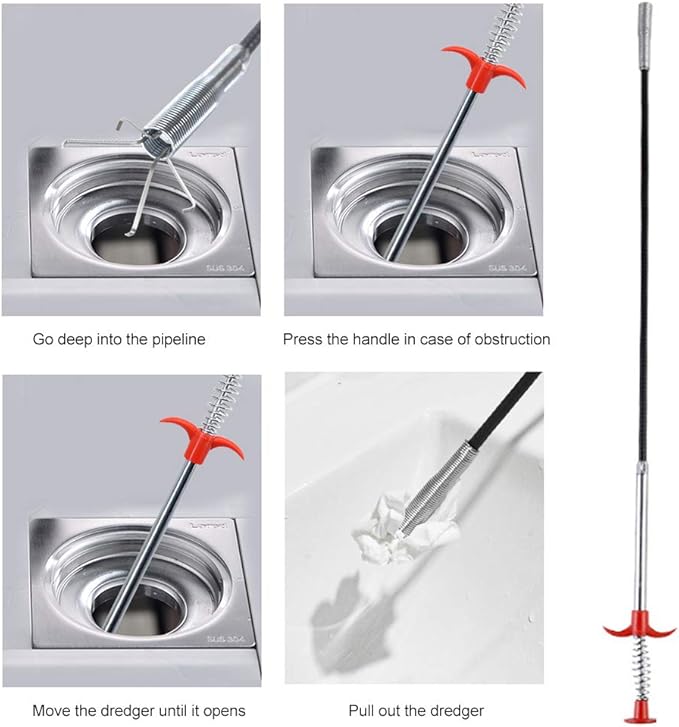 Plumbing Grabber, Sink Grabber, Flexible Grabber Claw Pick Up Reacher Tool with 4 Claws, Bendable Hose Pickup Reaching Tool for Litter Pick, Home Sink, Drains, Toilets (SIZE:24 Inches)