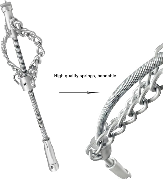 Flex-Shaft Sewer Descaling Chain, 16mm Drill-Powered Drain Cleaner, Hardened Steel Pipe Unclogger for Kitchen Sink, Bathtub, Toilet & Shower Drain, Reusable Pipeline Maintenance Tool