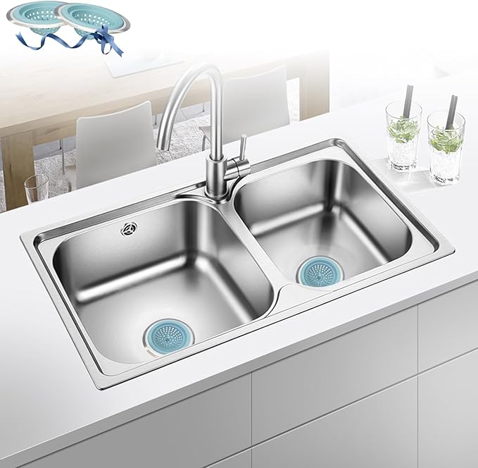 2 PCS Kitchen Stainless Silicone Sink Strainer, 4.5 inch Diameter… (Baby Blue)