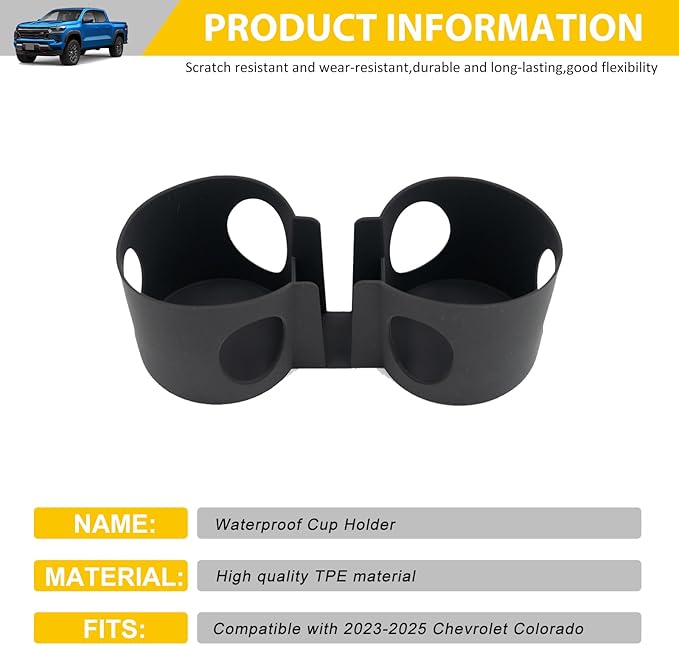 Cup Holder for 2023-2025 Chevy Colorado & GMC Canyon, Center Console Cup Holder Insert Cupholder Organizer Coaster Liner for 23-25 Chevrolet Colorado/Canyon Interior Accessories Black