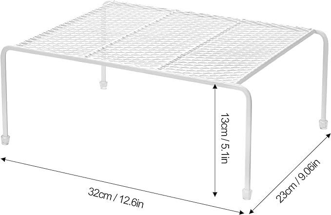 Lonian Kitchen Cupboard Organiser - Home Storage Shelf Wire Rack (2-Pack) for Cabinets, Countertops, Pantries | Rust-Proof, Space Saving, White