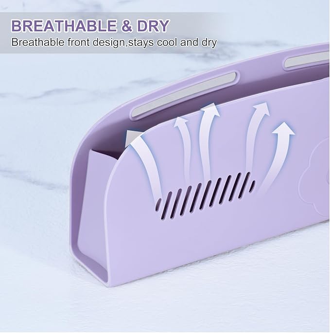 Travel Silicone Makeup Brush Holder with Breathable Lightweight Cosmetic Organizer Bag - Portable, Stylish, Versatile | Ideal Makeup Brush Case Pouch (Purple)