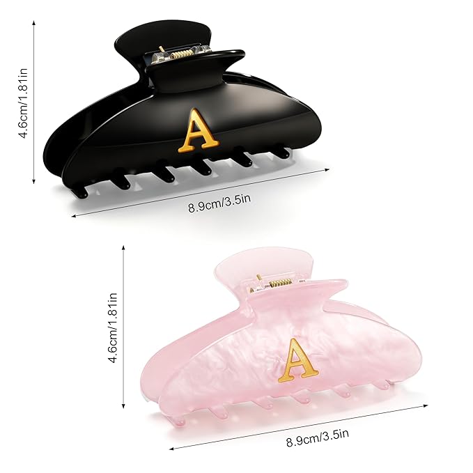 CWJCYTNSN 2 PCS Hair Claw Clips for Women Non-slip Black Pink Claw Clips for Thick Thin Hair Stylish A Hair Clips Elegant Hair Accessory Girls