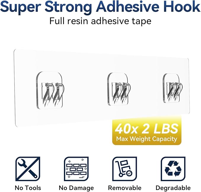 YASONIC Shower Caddy Adhesive, No Drill Bathroom Shower Organizers, with Removable Hooks, Rust Proof Shower Shelves, Wall-Mounted Shower Holder, 2 Pack Silver