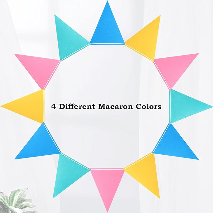 Outus 6 Sets Rainbow Pennant Banner Flags Garland Multicolor Bunting String Triangle Flags Bulk DIY Bunting Garland for Carnival Birthday Party Festival Decorations(Macaron Colors)