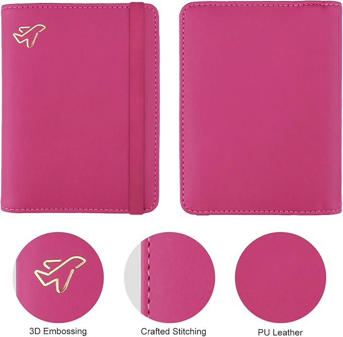 WALNEW Passport Holder for Travel, RFID Passport Cover Wallet for Women Men, PU Leather Passport Book Card Holder Case with Pen, Travelling Essentials for Flying