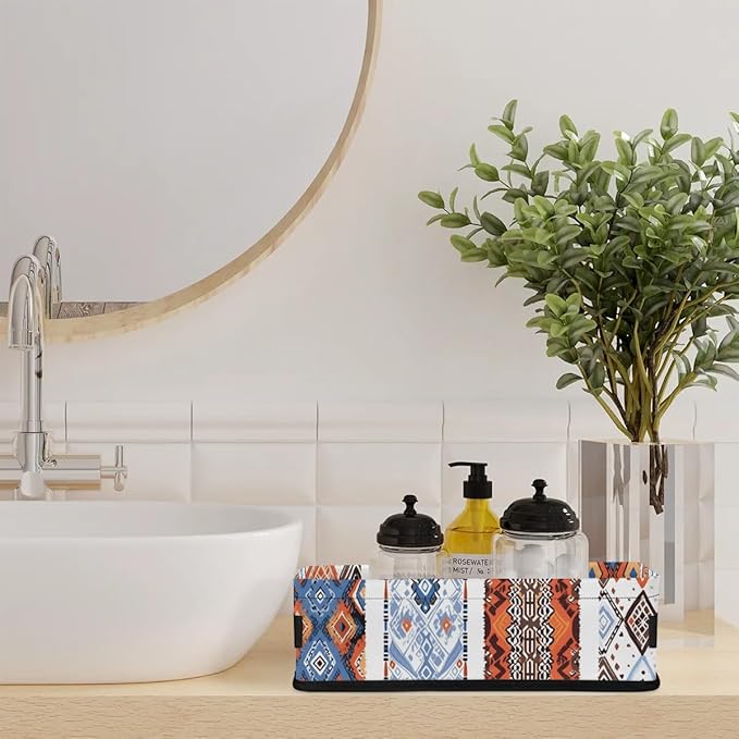 Western Tribal Small Bathroom Baskets for Toilet,Foldable Toilet Paper Tank Basket Organizer for Towels Storage Decorative Open Storage Bins for Home,Closet,Containers,Cabinet