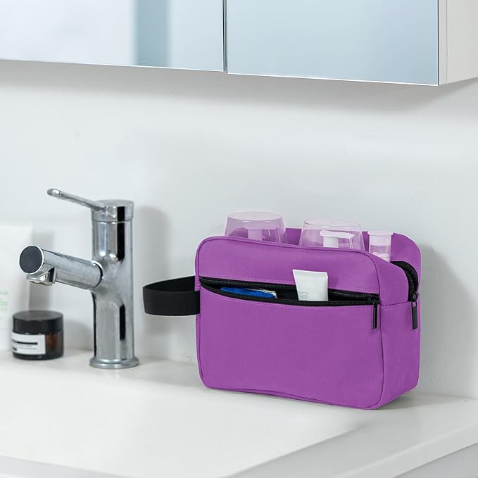 Elviros Travel Toiletry Bag for Women and Men,Lightweight Makeup Bag Hanging Dopp Kit with Shaving Compartment Cosmetic Organizer Small Tool Bag Travel Essentials Gift for Women(Grape Purple)