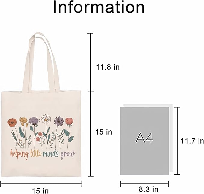 Kimoli Teacher Appreciation Gifts School Canvas Tote Bags Aesthetic Travel Beach Bag Summer Reusable Grocery Shopping Bag