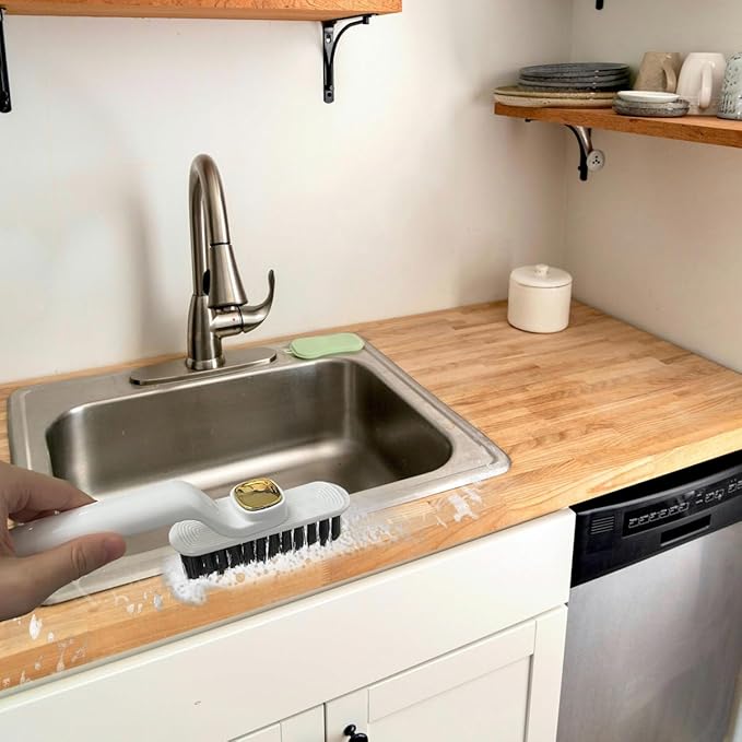 2pcs Crevice Cleaning Brush for Bathroom,Multi-Function Rotating Crevice Cleaning Brush, 2024 New Hard Bristle Crevice Gap Brush Tool for Bathroom Kitchen Narrow Small Spaces