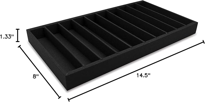 The Display Guys - Stackable Jewelry Tray and Organizer - for Drawers, Dressers, Store Display (10 Compartments, Black Burlap)