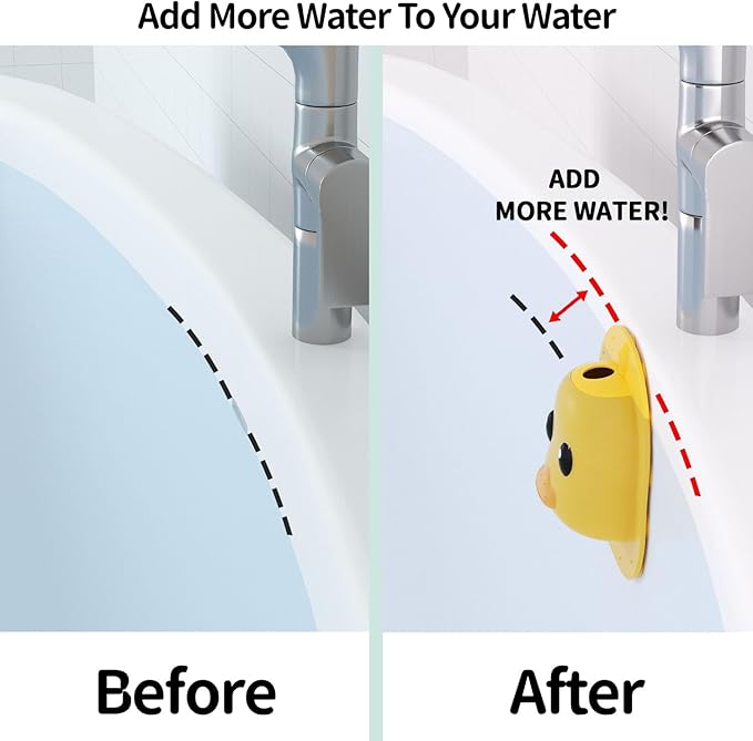 Bathtub Overflow Drain Cover - Silicone Bath Tub Drain Cover, Tub Overflow Drain Stopper with Suction Cups, Duck Overflow Cover Adds Inches of Water for Deeper Bath, Bathroom Spa Relaxing Accessory