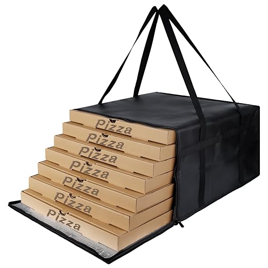 Insulated Pizza Delivery Bag for Carry Hot, 20" x 20" x 14" Insulated Food Delivery Bag, Grocery Cooler Bags for Catering/Drivers, Commercial Food Warmers（Black, 1Pk）