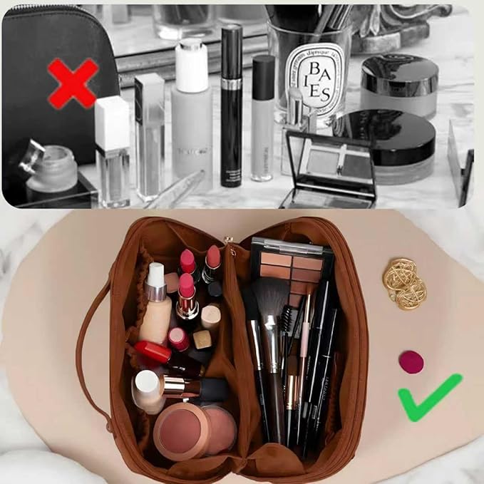 Travel Makeup Bag,Large Capacity Cosmetic Bags for Women,Waterproof Portable Pouch Open Flat Toiletry Bag Pattern Makeup Bag
