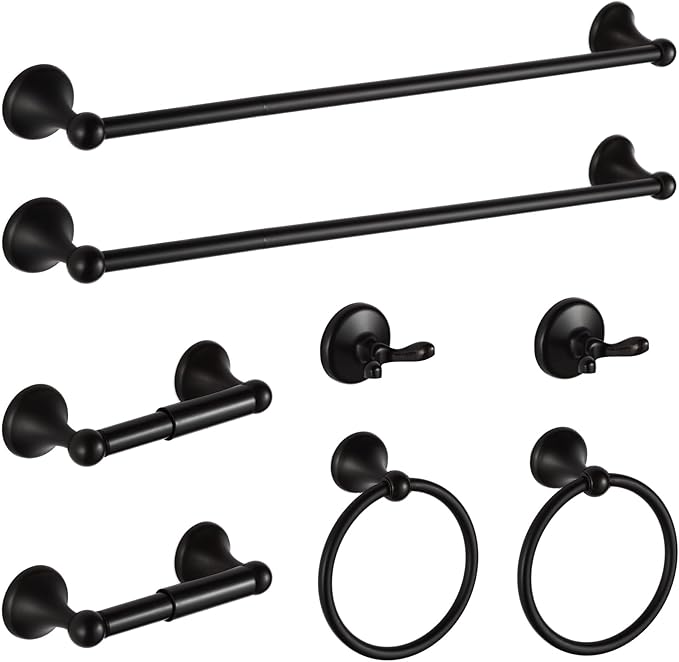 BGL Bathroom Hardware Set Oil-Rubbed Bronze Bath Towel Bars Adjustable Expandable Bathroom Accessory Set Towel Racks 8-Pieces Wall Mount