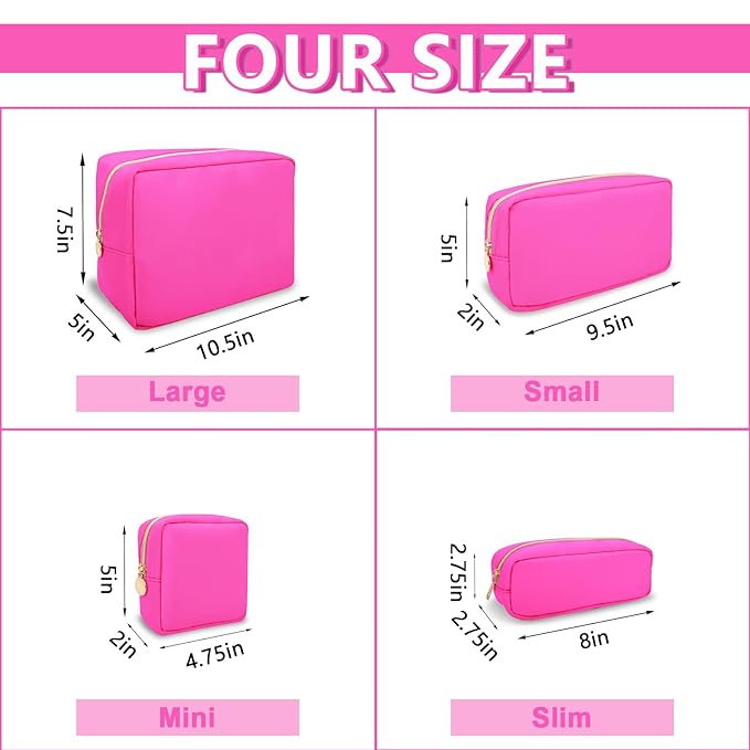 6 Pcs Waterproof Small Pencil Case Makeup Bag for Purse, Cute Pencil Pouch Preppy Nylon Makeup Brush Holder with Zipper, Girls Portable Storage Case Small Pen Bag for Office School College Travel
